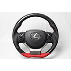Real Steering Wheel Black Carbon & Red Leather (Red x Black Euro Stitch)
